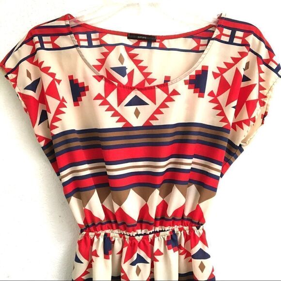 Soprano Aztec BoHo print mini dress M - Picture 2 of 6
